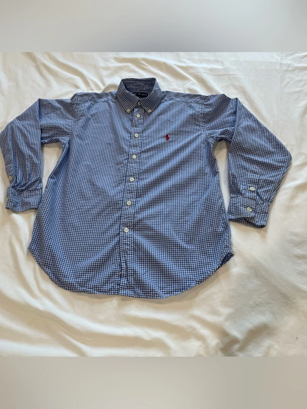 Ralph Lauren Light Blue and White Gingham Shirt Boy’s 12/14